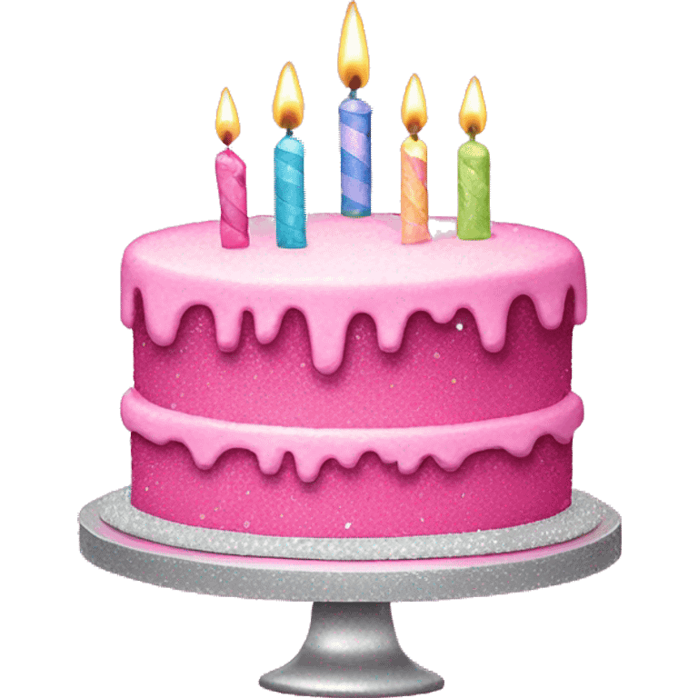 Sparkly pink birthday cake  emoji