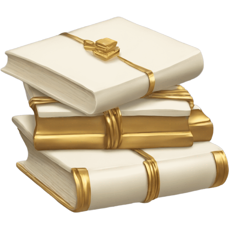 Ivory book stack gold accents  emoji