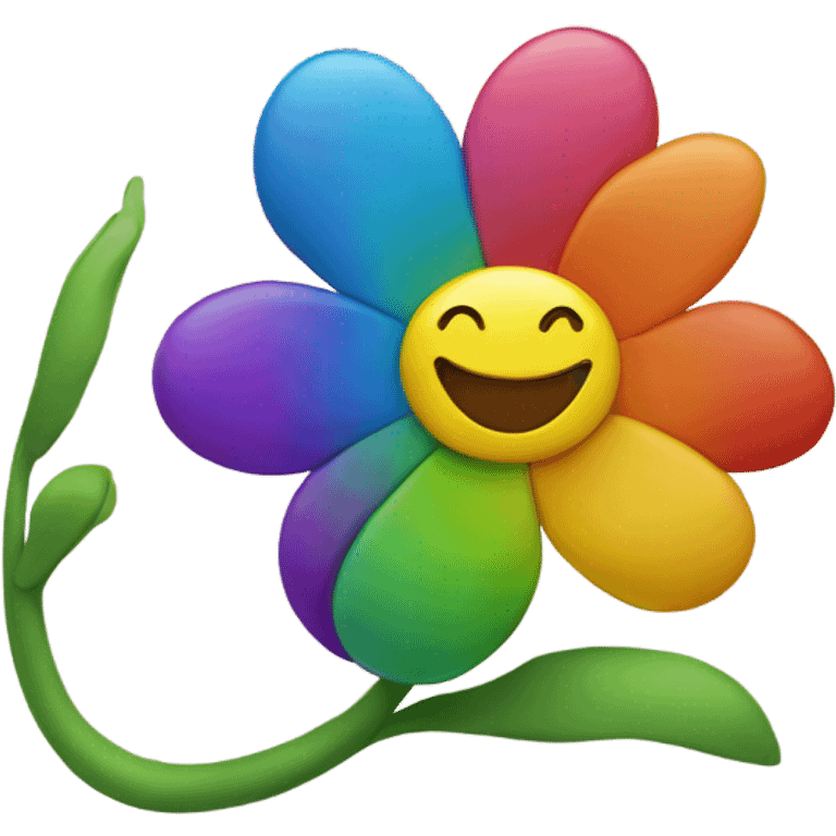 Rainbow flower with a smiley face  emoji