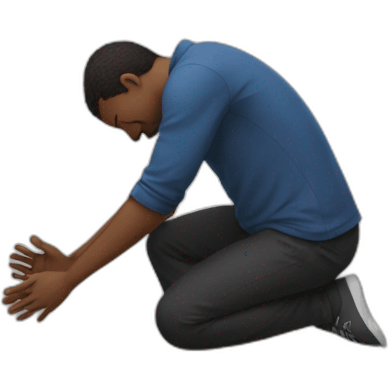 man prostrates himself asking for help emoji