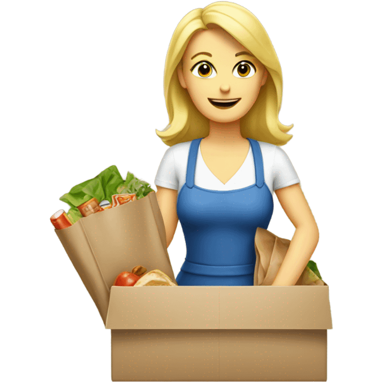 Blonde woman packing a lunch emoji