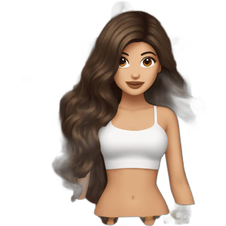 kylie jenner with brown and long hair emoji