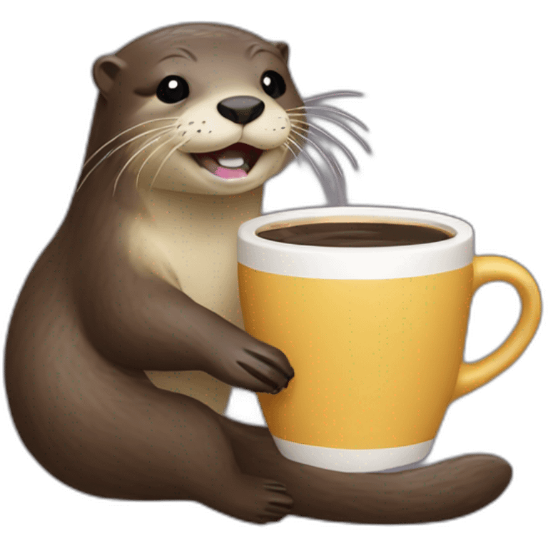 small claw river otter drinking coffee emoji