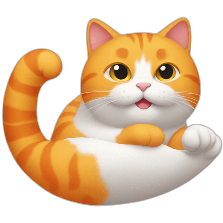 a orange fat cat sitting on a hand emoji