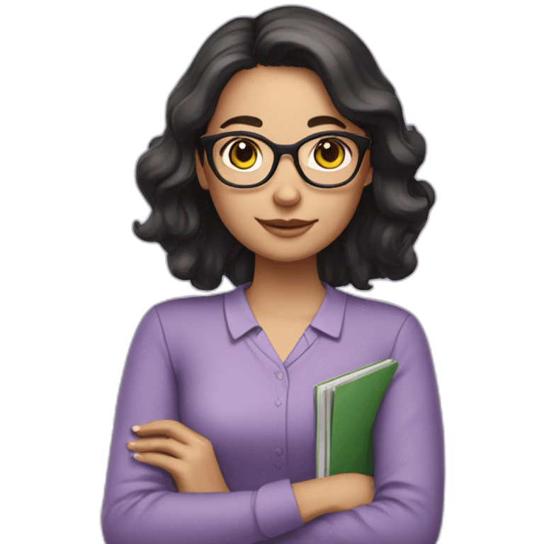 girl teacher in glasses with dark hair teacher in a lilac shirt emoji