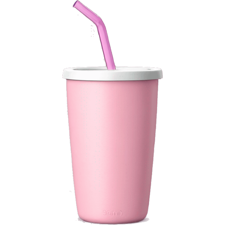 stanley tumbler pink with handle and straw emoji