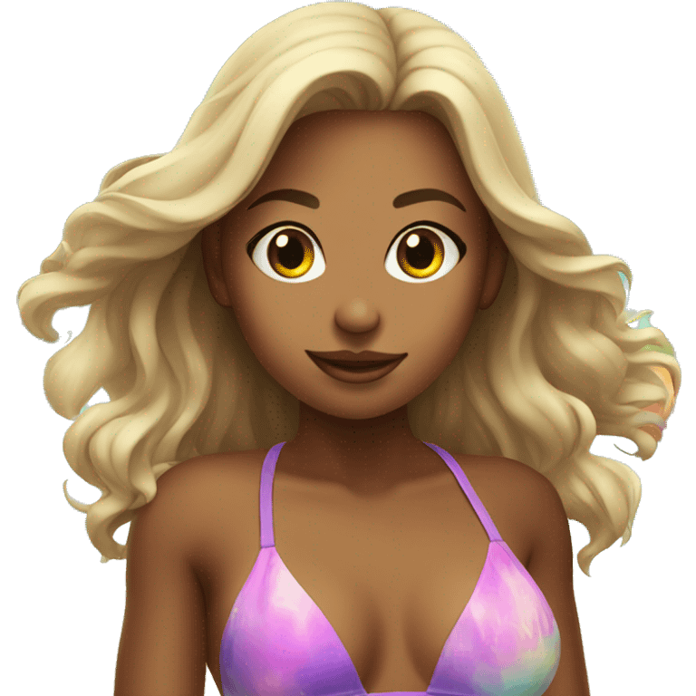 Girl in bikini on a beach emoji