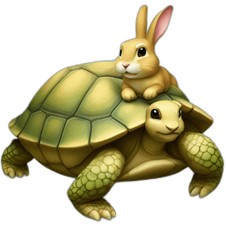 Lapin sur tortue emoji