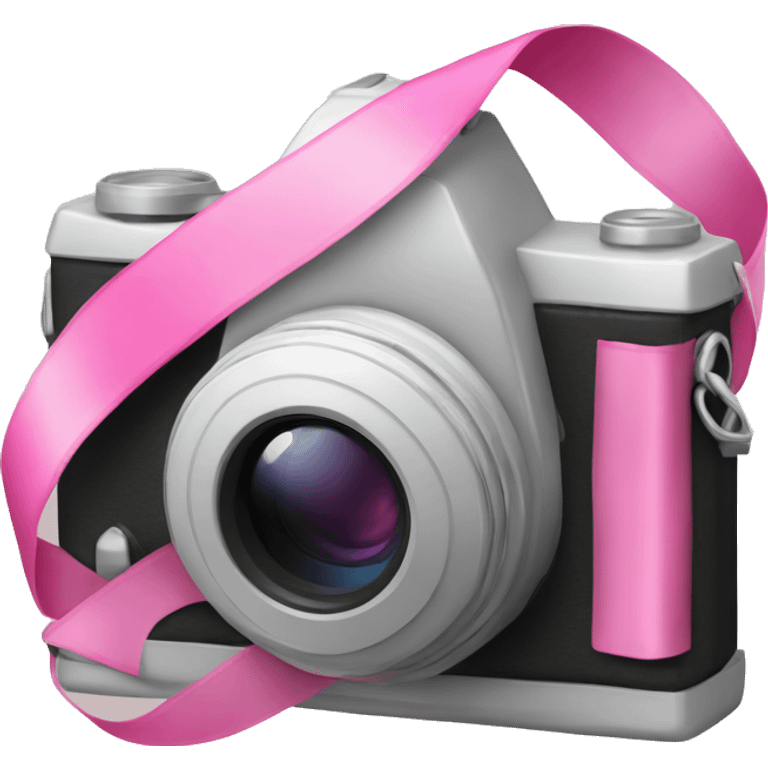 camera with a pink ribbon emoji