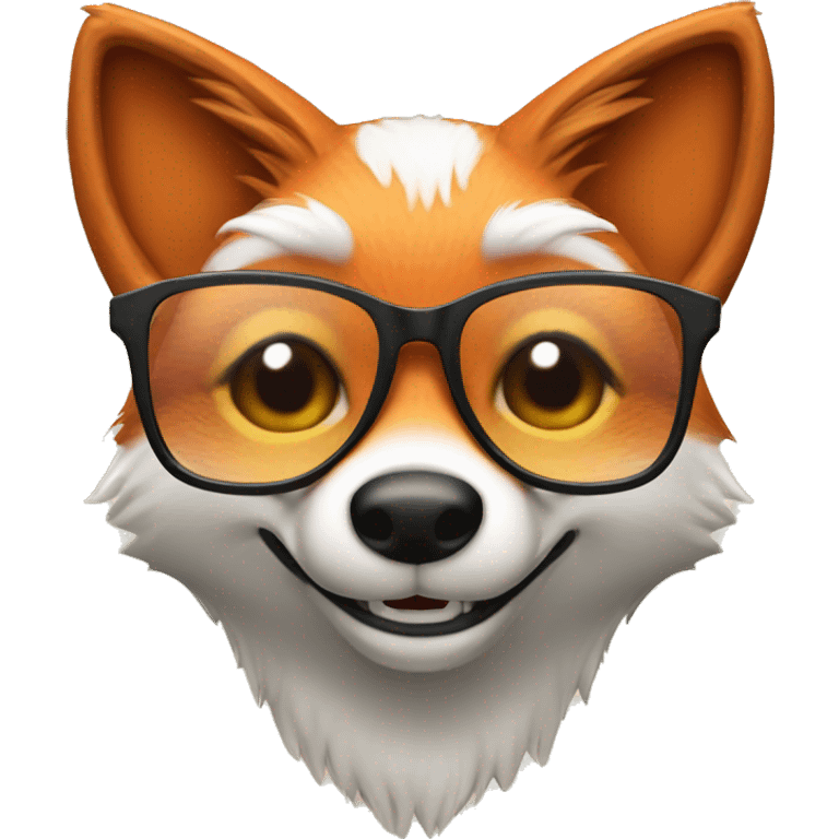 Fox with shiny glasses winking emoji