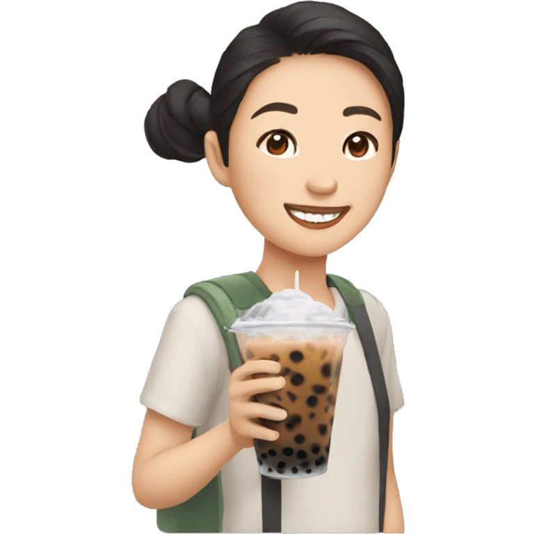 asian with boba tea emoji