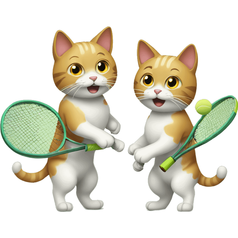 Two cats playing tennis emoji