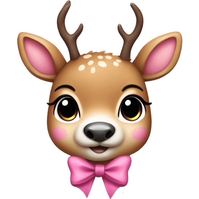 cute deer with pink bow emoji