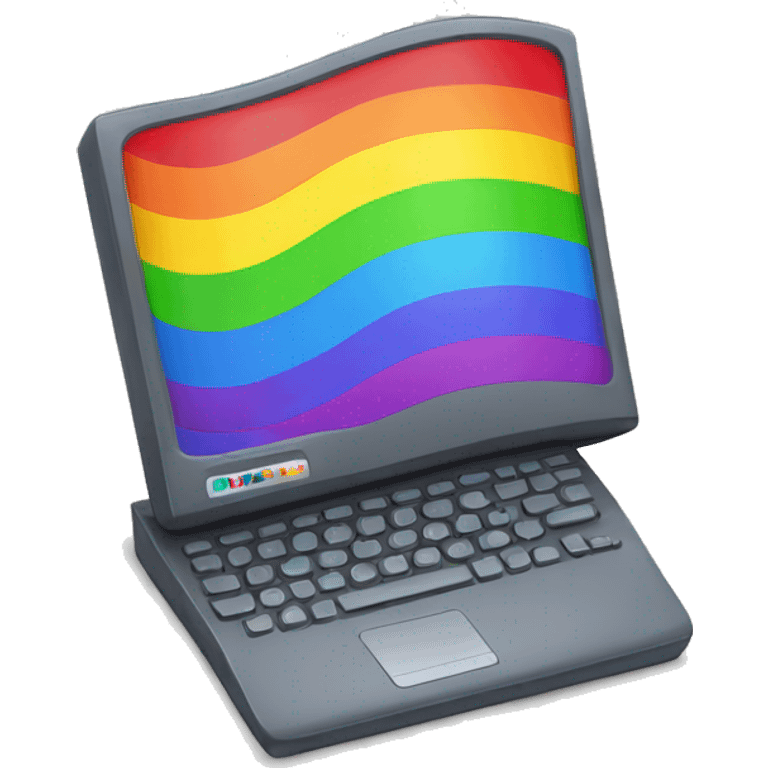 computer with rainbow emoji