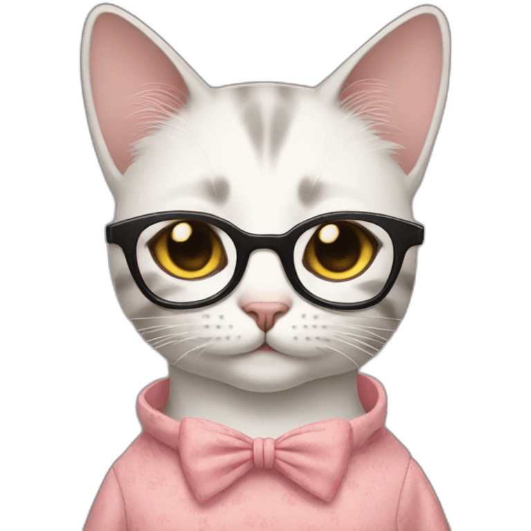 Cat wearing a dress and glasses emoji