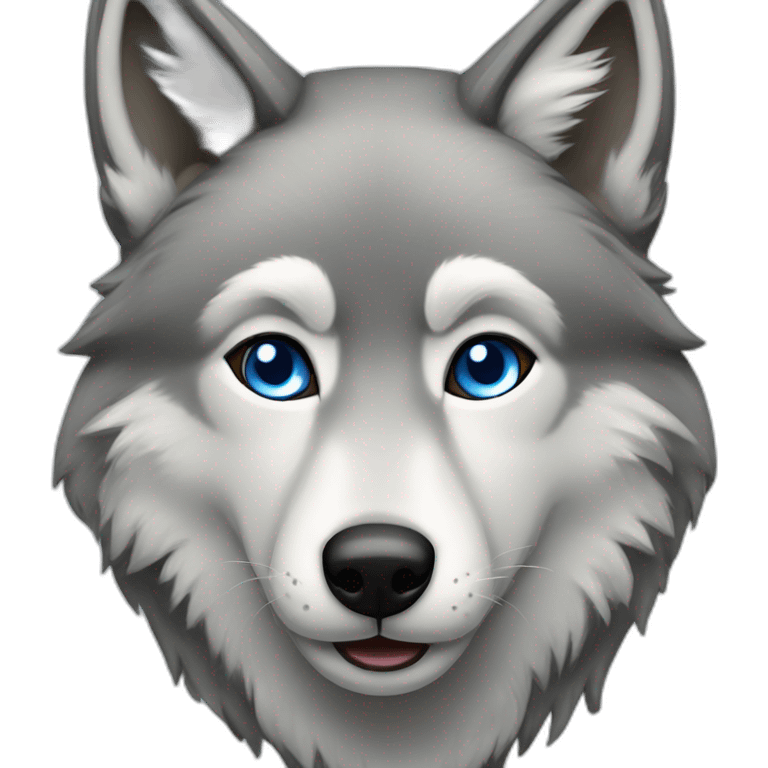 Female grey wolf blue eyes emoji