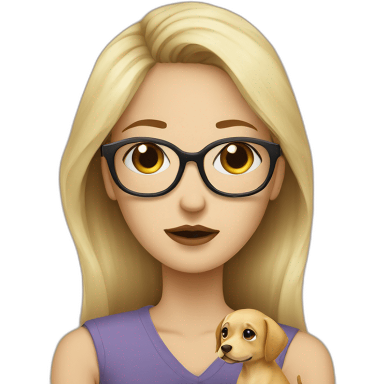 A sick woman blond haor and glasses with puppy emoji