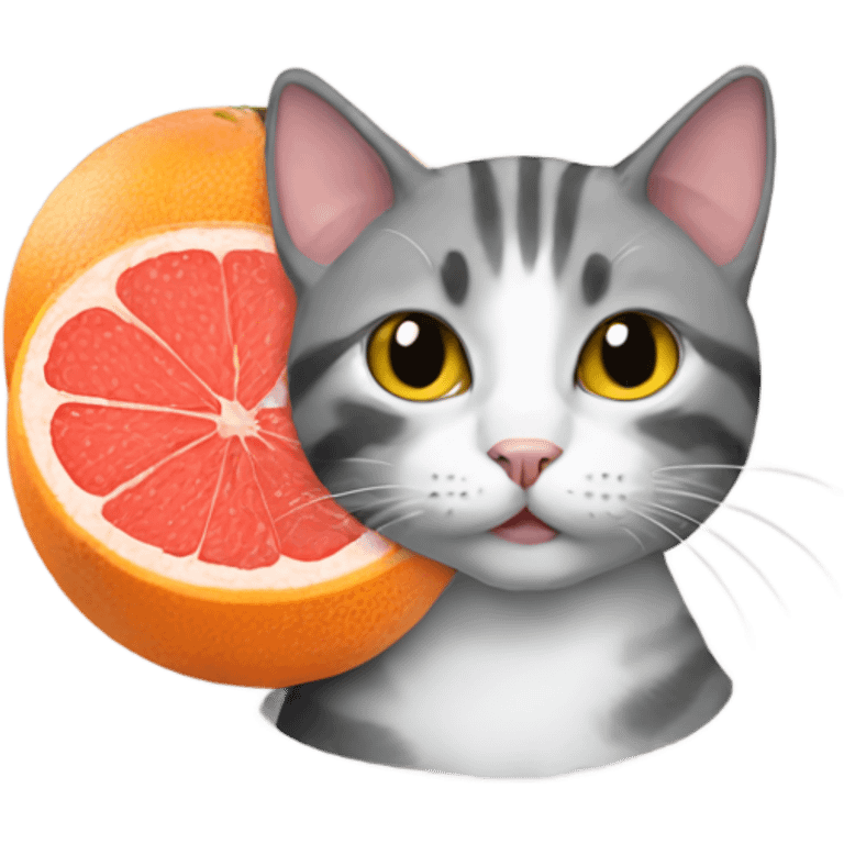 Cat with grapefruit emoji