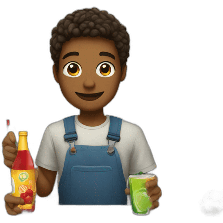 young guy selling drink in a tenant emoji