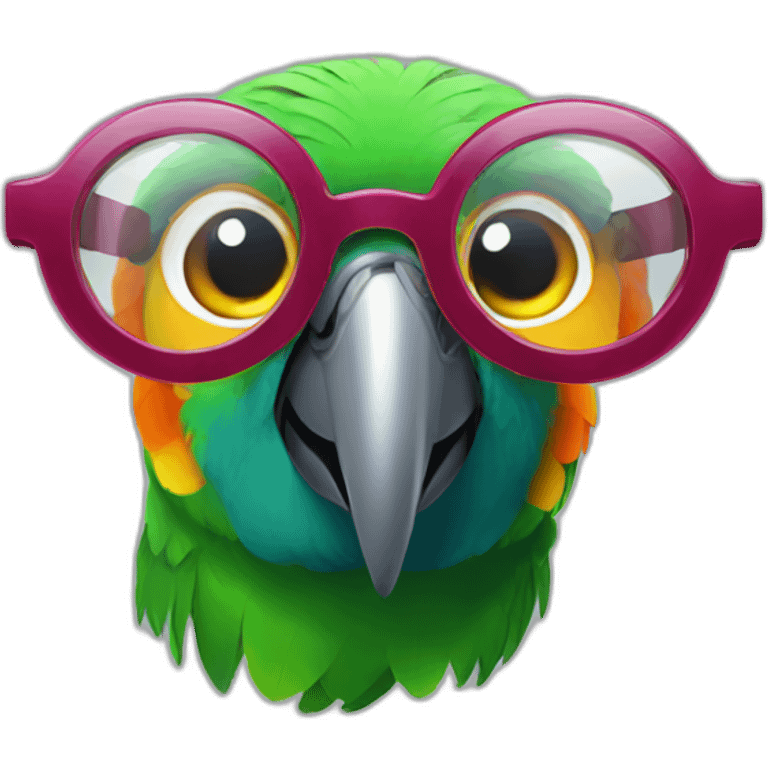 parrot in transparent glasses emoji