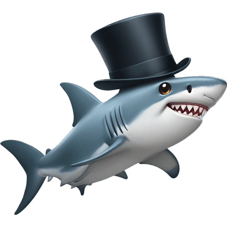 Shark with a top hat emoji