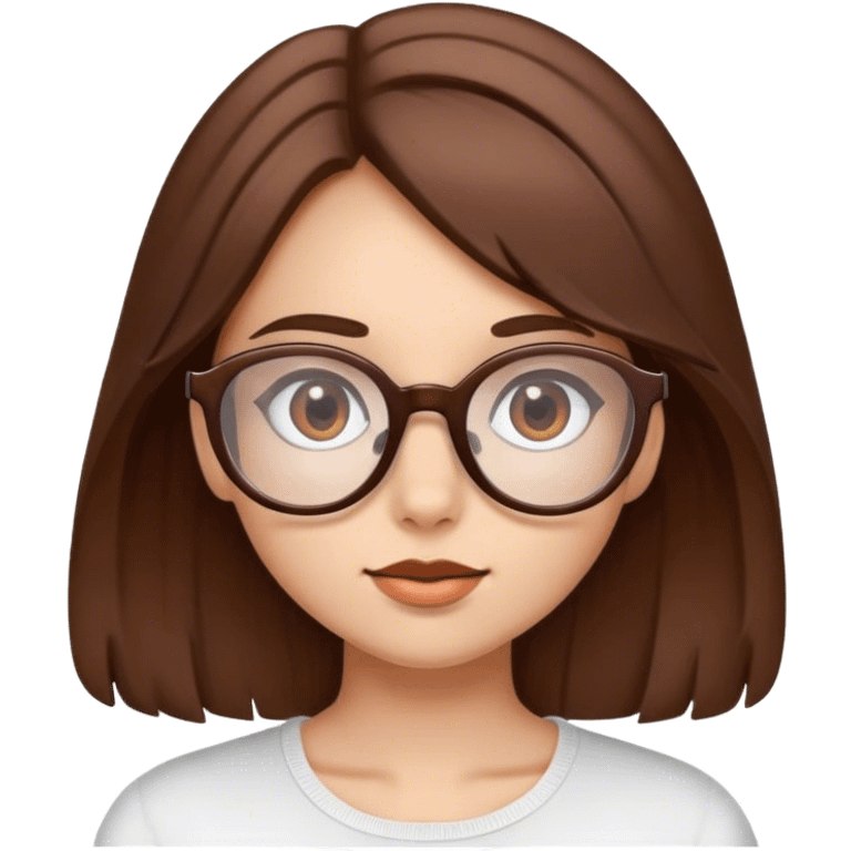 Brown haired girl wearing big brown glasses emoji