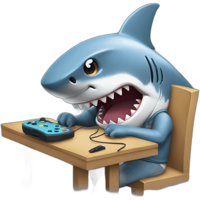 shark playing videogames emoji