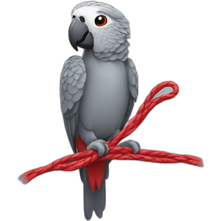 gray parrot with red break eating cable emoji