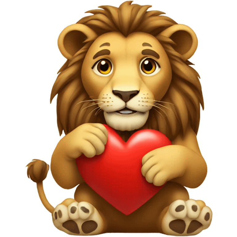 Lion holding a heart in its paws emoji