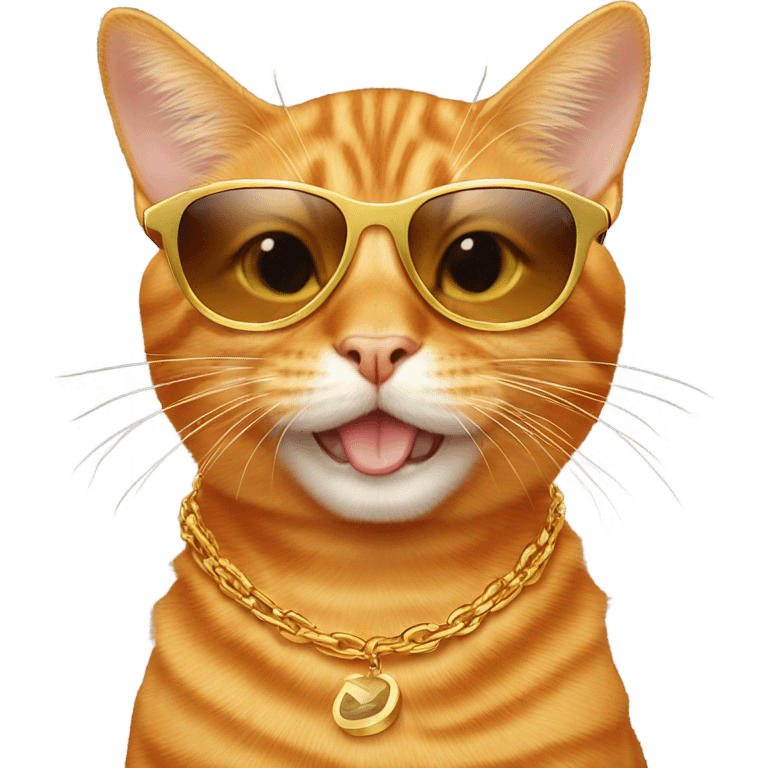 Orange Tabby cat wearing sunglasses and a gold chain  emoji