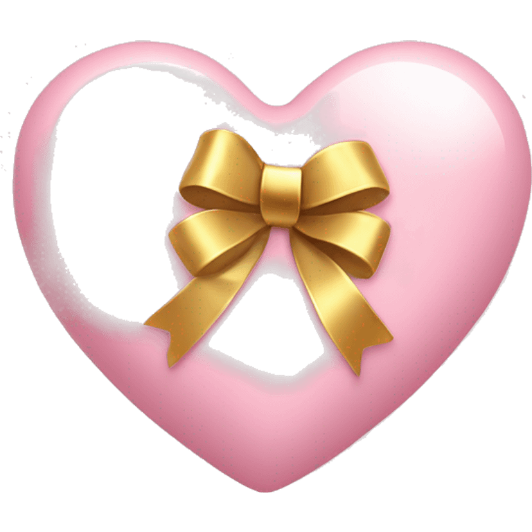 light pink coquette heart with gold bow wrapped around  emoji