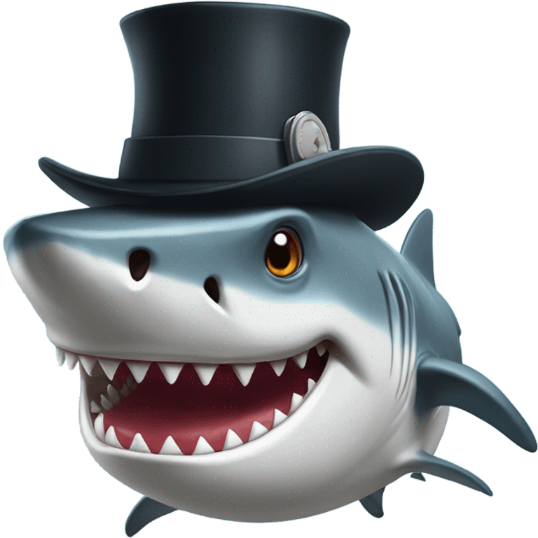 Shark with a top hat rambo emoji