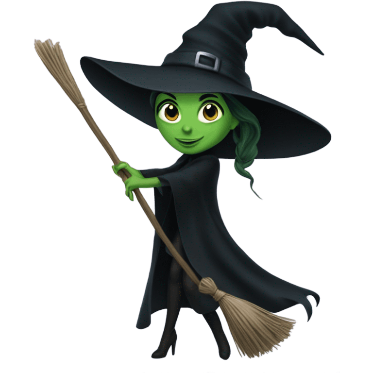 Elphaba on a broom emoji