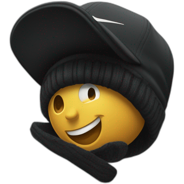 Crear un emoji sonriendo con un gorro de lana negro de la marca nike emoji