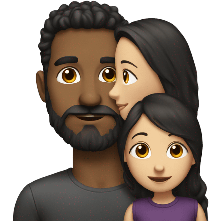 A guy with a beard kissing a girl with dark hair  emoji