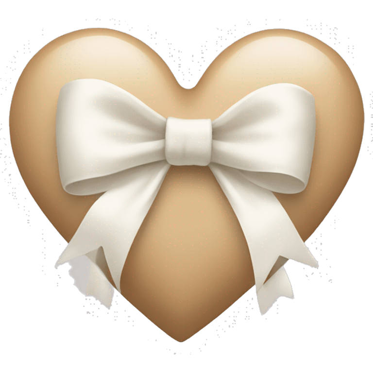 beige heart white bow emoji