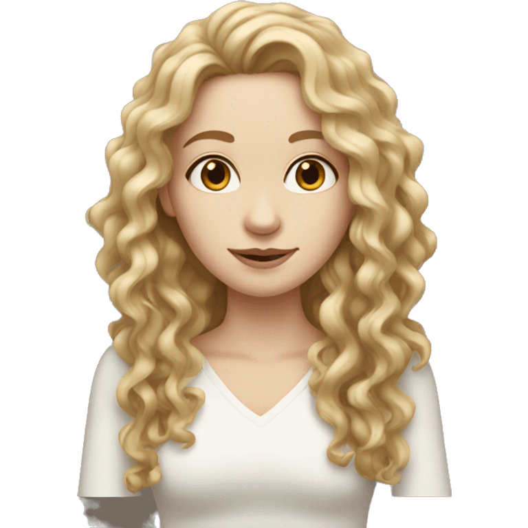 Woman with pale skin and long curly brown hair  emoji