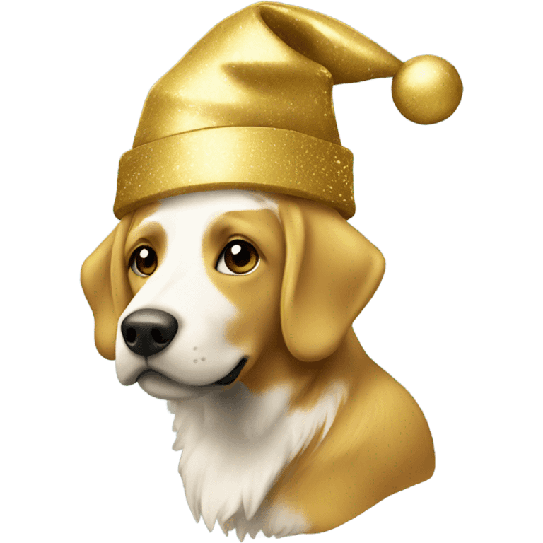 Golden retro with Christmas hat emoji