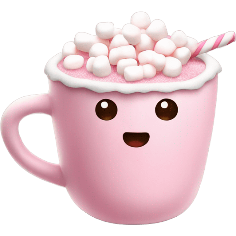 pink hotchoclate with marshmallows  emoji