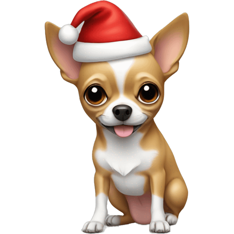 Chihuahua with a Santa hat emoji