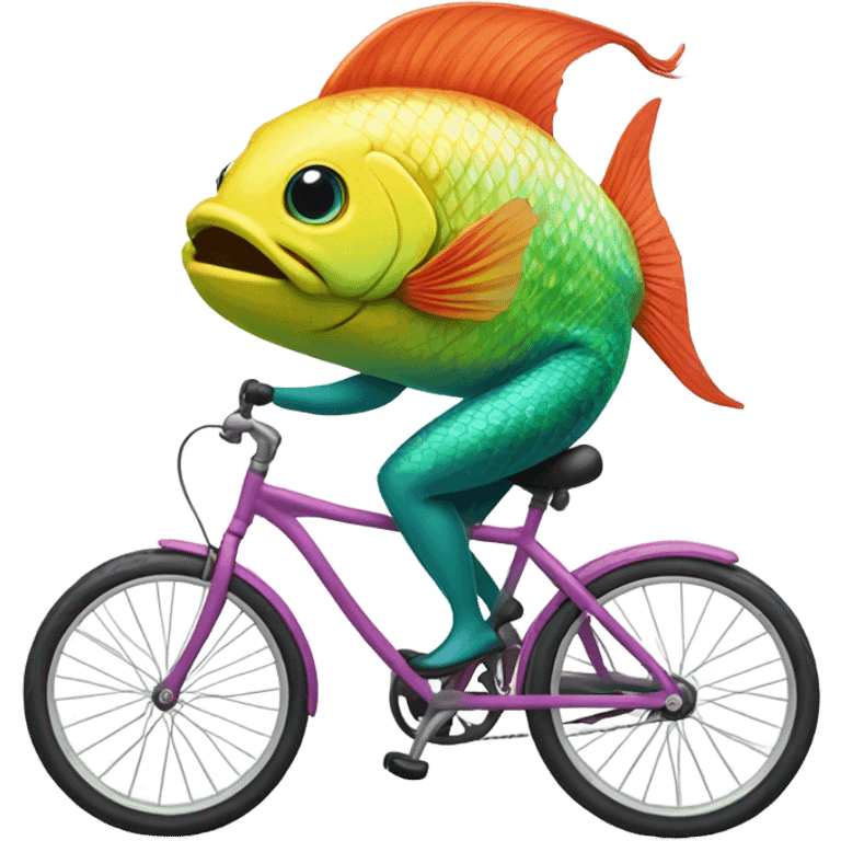 Female fish traveling on a bicycle emoji