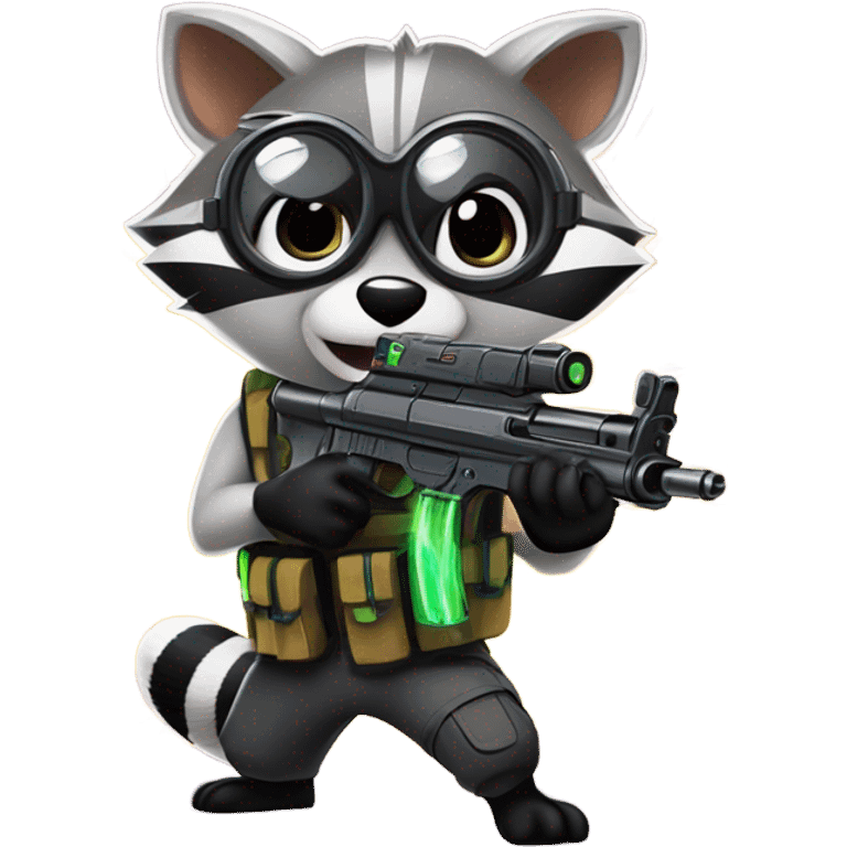 Raccoon playing laser tag emoji