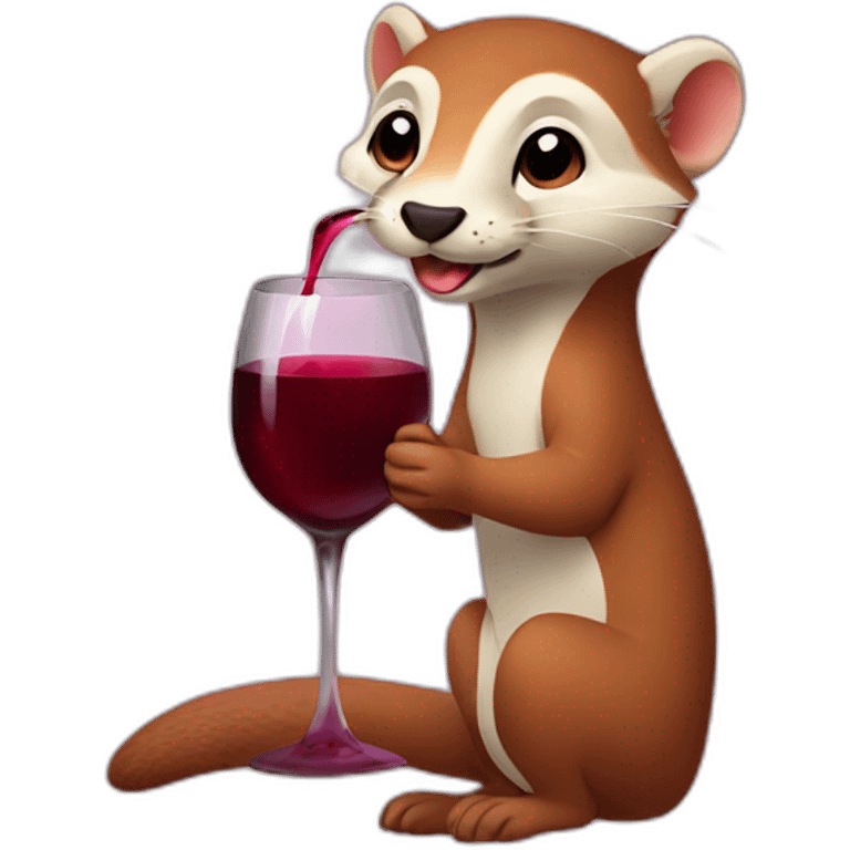 cute weasel drinking red wine emoji