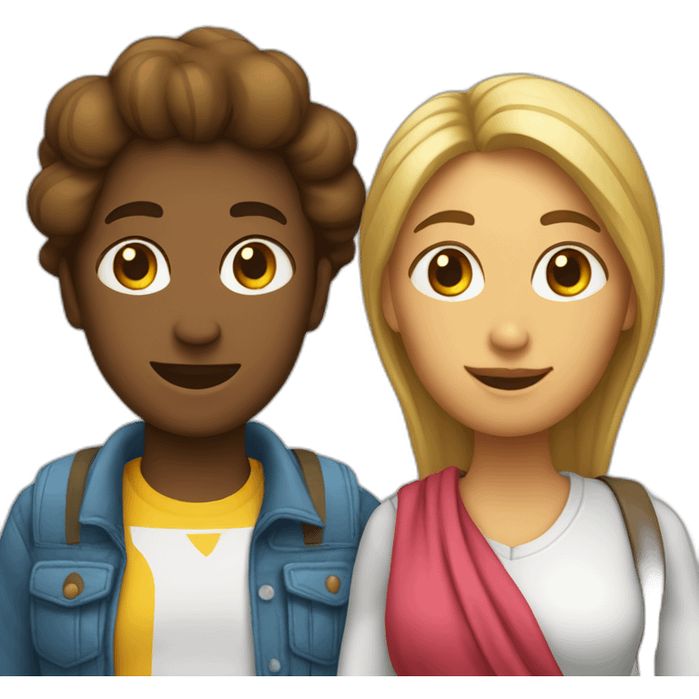 Pareja de mujeres con mochila emoji