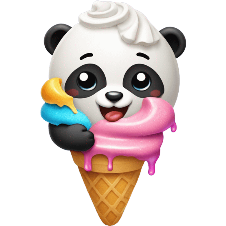 Panda eating ice cream emoji