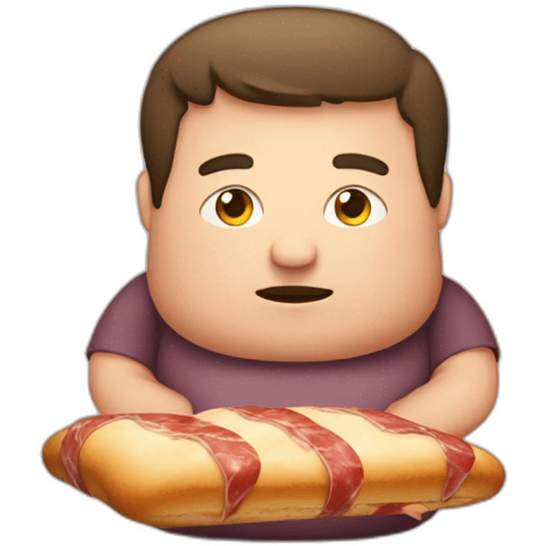 guy overweight with bread and salami emoji