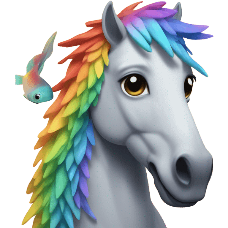 fish horse in front of rainbow trees emoji