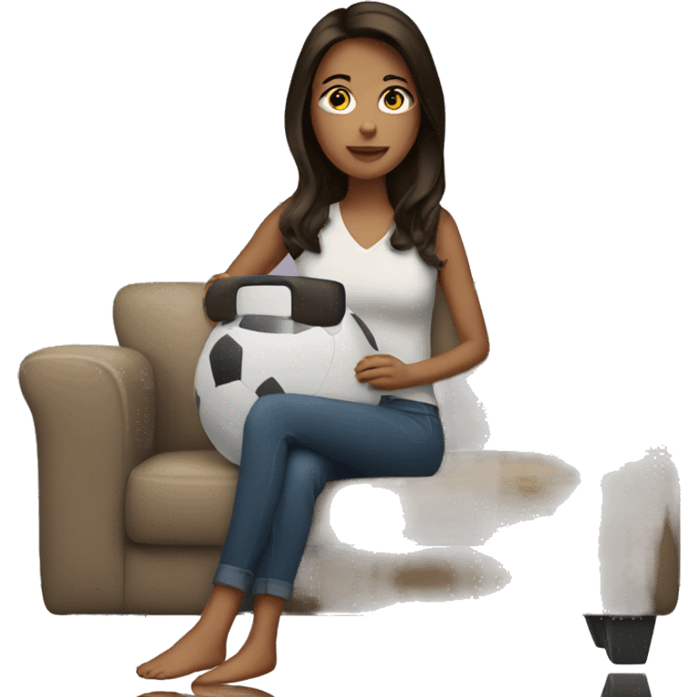 Brunette watching TV emoji