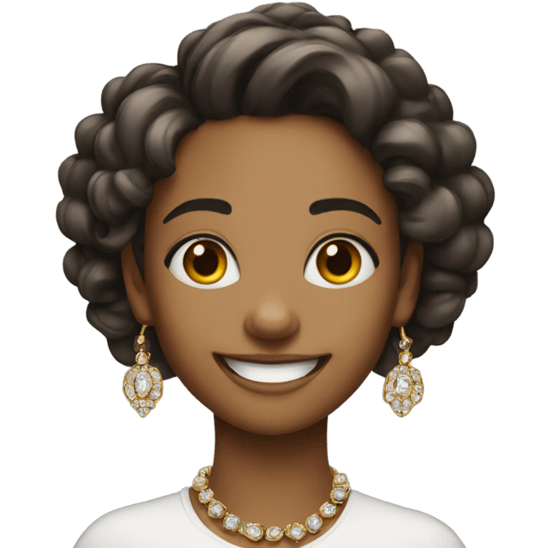 smiling girl with jewelry emoji