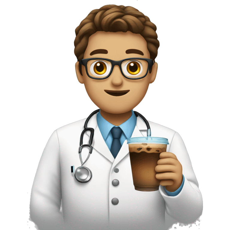 Doctor having iced coffee emoji